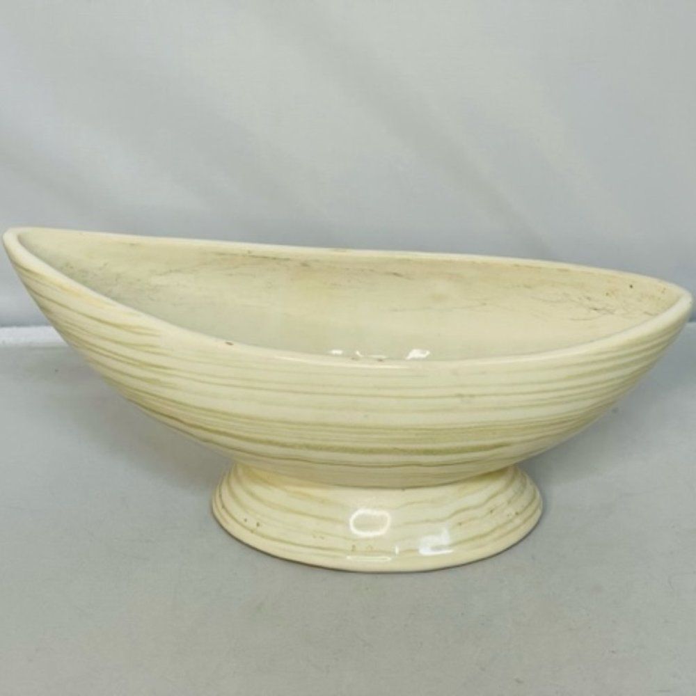 MCM McCoy Pottery Harmony Line White & Green Bowl - Planter - 9.25" Mid Century